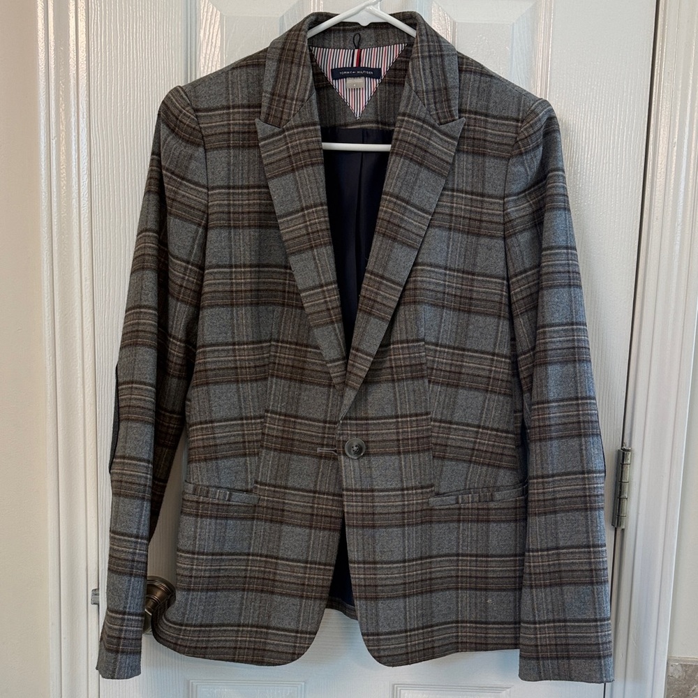 Women’s Plaid Sport Coat in Gray and Brown by Tommy Hilfiger